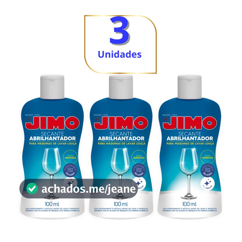 3x Secante Lava Louça Jimo Abrilhantador 100ml