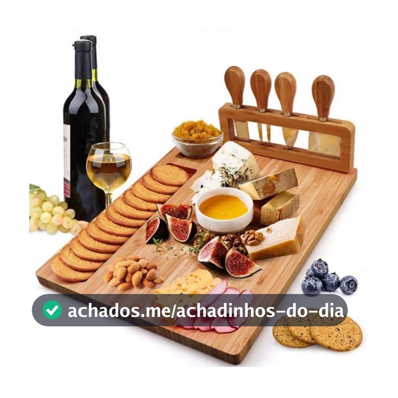 Tabua Queijos e Frios + Kit Espátulas 04 Peças