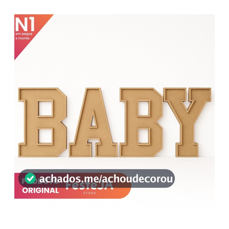 Letreiro De Chão Baby MDF Cru Decoração Chá Revelação Bebê Evento Infantil