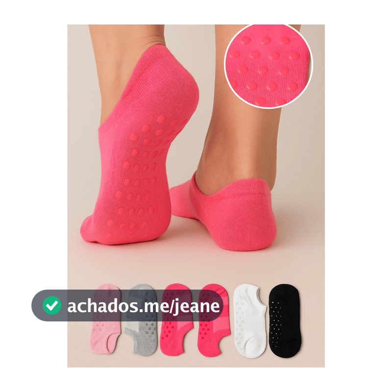 Kit 3/5 Pares De Meia Para Pilates Coloridas com antiderrapante Esportiva Funcional Ioga