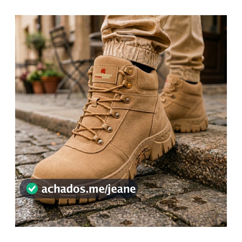 Bota Coturno Militar Masculina Camurça Cano Curto Palmilha Confortável