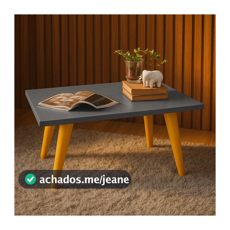Mesa Retangular De Centro 50cm Com Pés Palito PVC Retro Decoração Sala De Estar Modernic