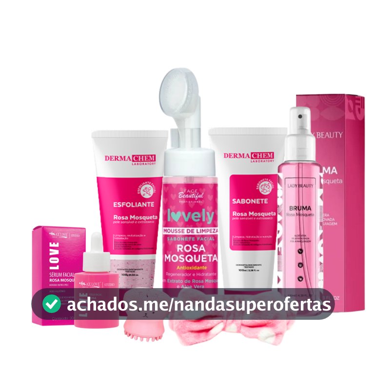 Kit skincare rosa mosqueta limpeza de pele bruma facial
