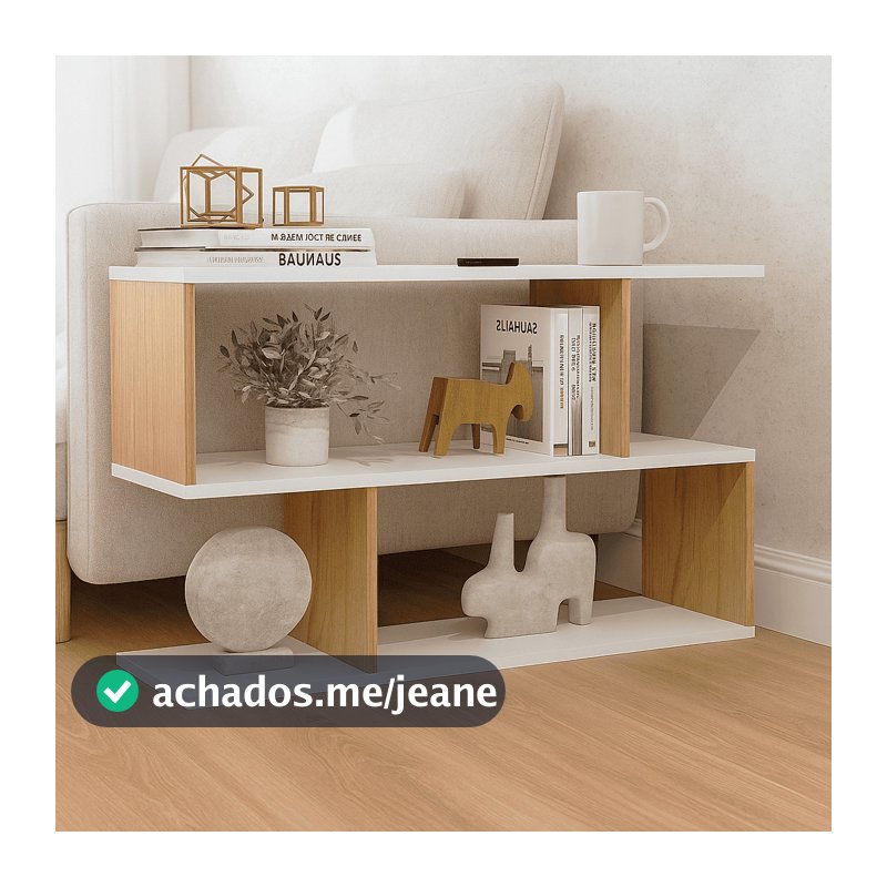 Apoio de Sofá Canto Mesa Lateral Sala Aparador Freijó e Branco