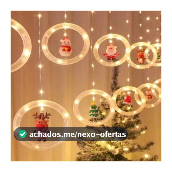 Cortina de Luz LED Cascata Pisca-Pisca Natal  Estrela, Papai Noel Decoração Festiva