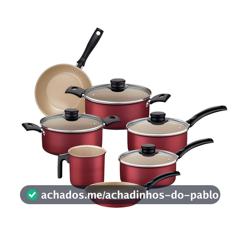 Conjunto de Panelas Antiaderente Tramontina Turim Vermelho 7 Peças