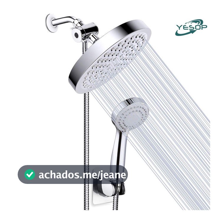 Chuveiro E Ducha Manual De Parede Com Desviador Kit Completo Cor Prata Brilhante Yesop