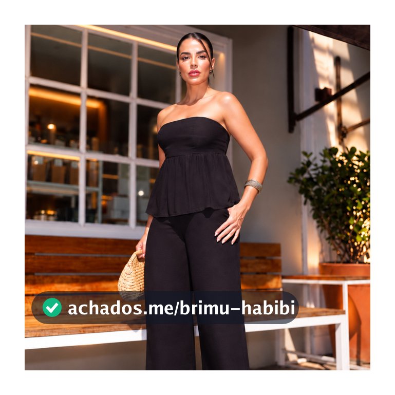 Conjunto Feminino Social Calça Lisa com Zíper na Lateral e Blusa Tomara Que Caia  Visco Sarja
