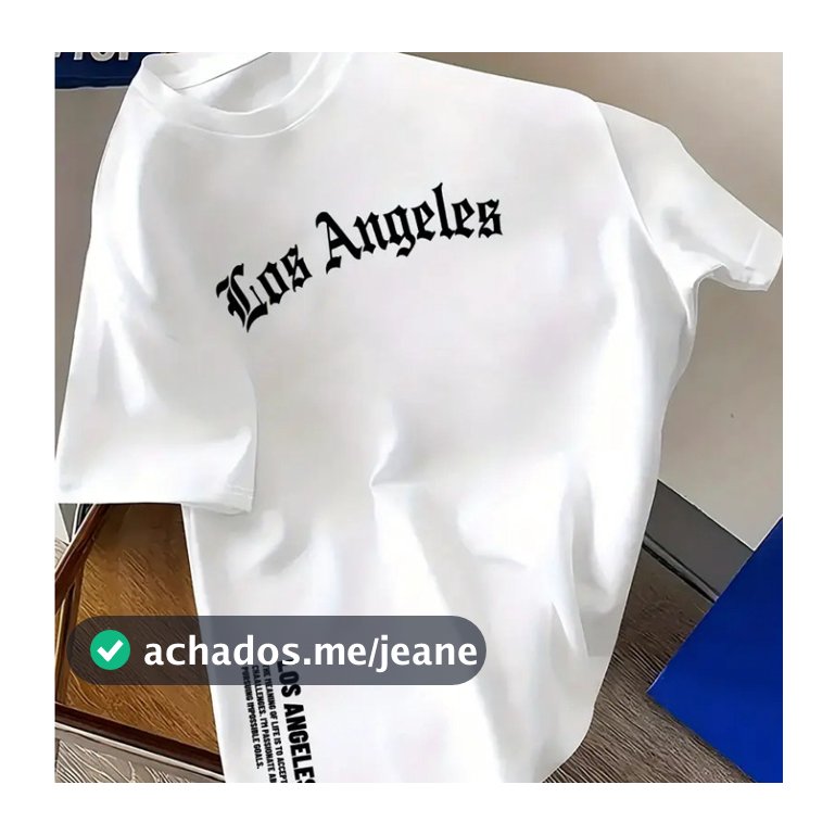 Camiseta Masculina Casual de 100% Algodão Los Angeles para o Verão Streetwear
