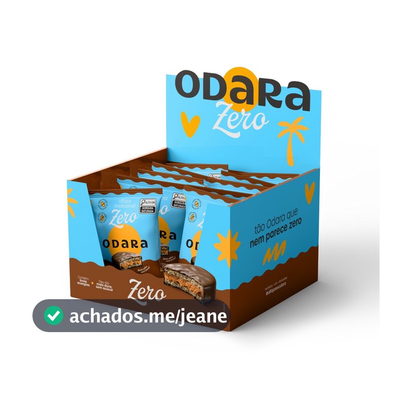 ALFAJOR ODARA ZERO AÇÚCAR / ZERO LACTOSE 45G - CX C/12 UNIDADES