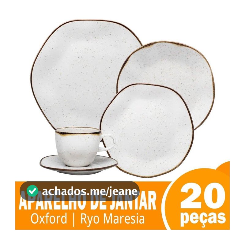 Aparelho Jantar Chá Oxford Maresia 20 Peças Branco/Marrom