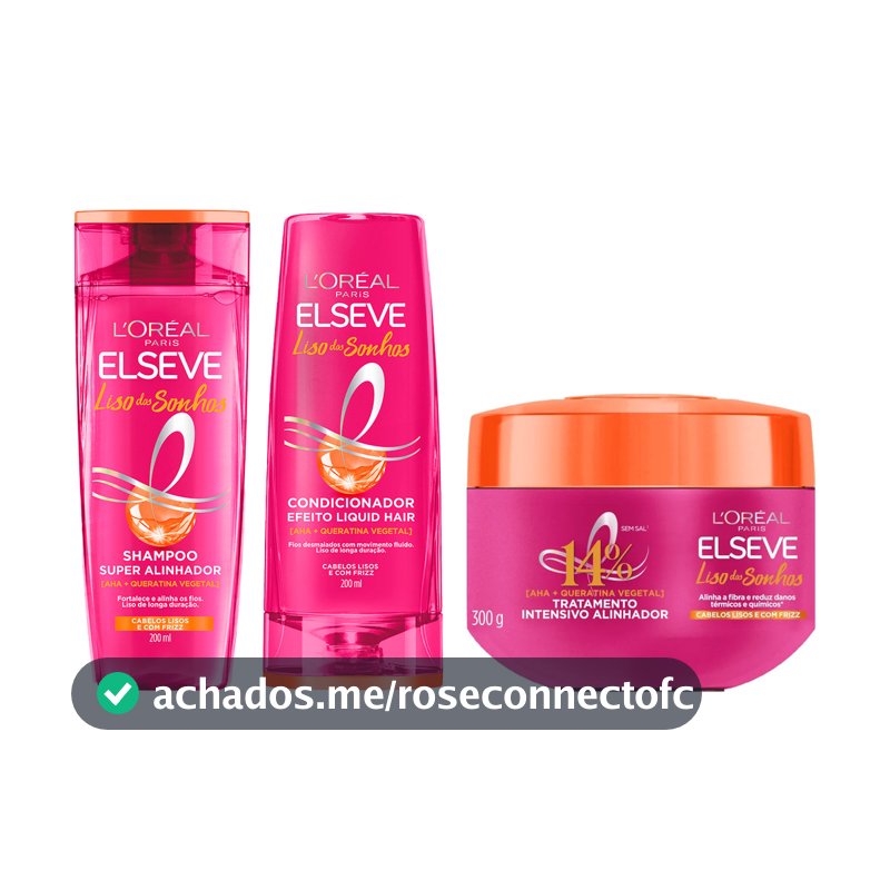 KIT ELSEVE EFEITO LISO DOS SONHOS SH + COND + MÁSC - 3 ITENS