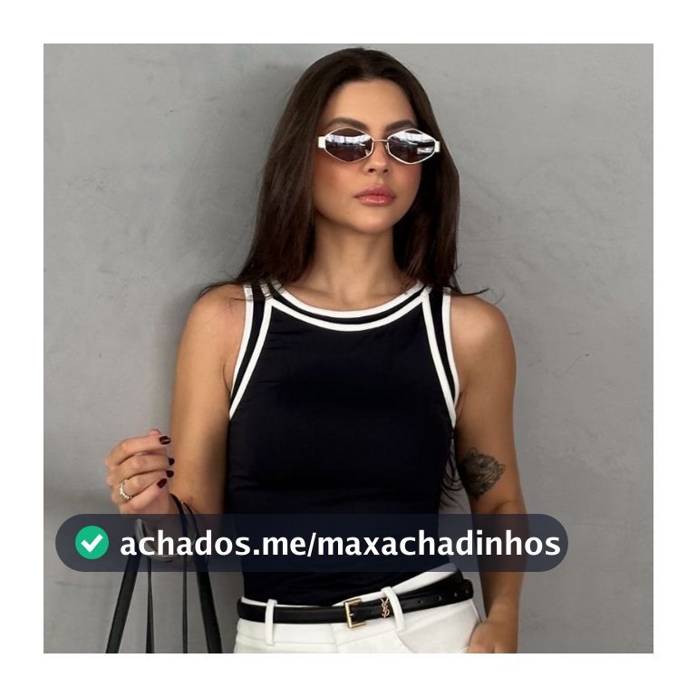 Regata Feminina Blusa Básica Bicolor Confortável Gola Redonda