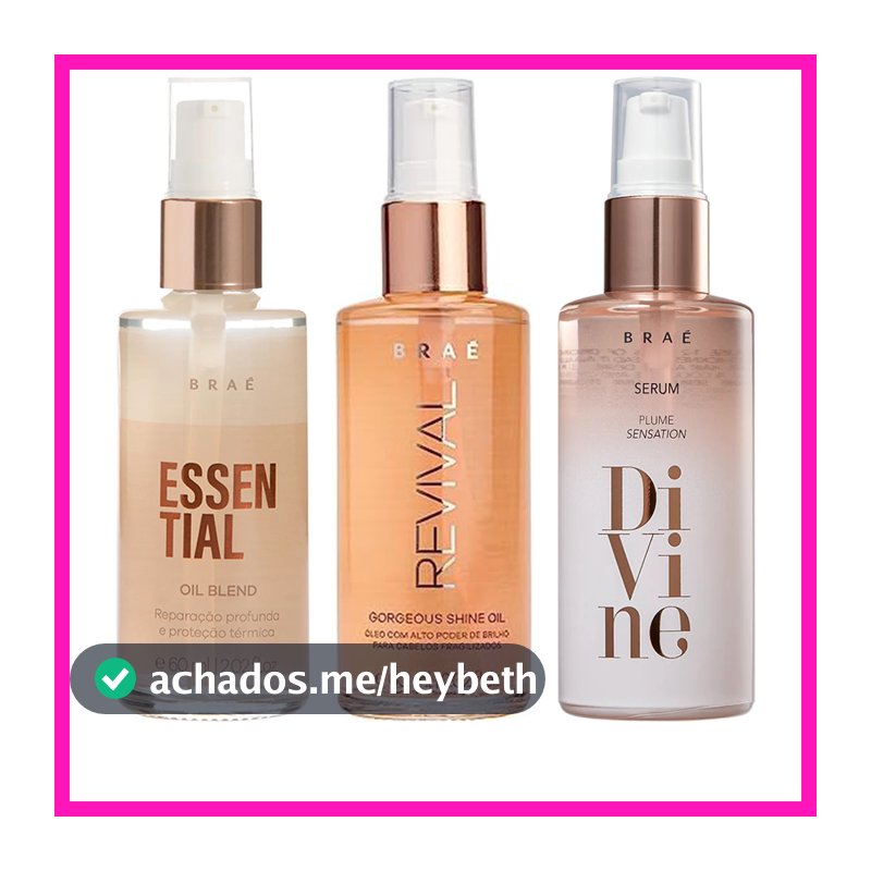 Braé Óleo Capilar (Gorgeous Shine Oil Revival, Plume Sensation Divine, Oil Blend Soul Color, Essential Oil Blend) 60ml