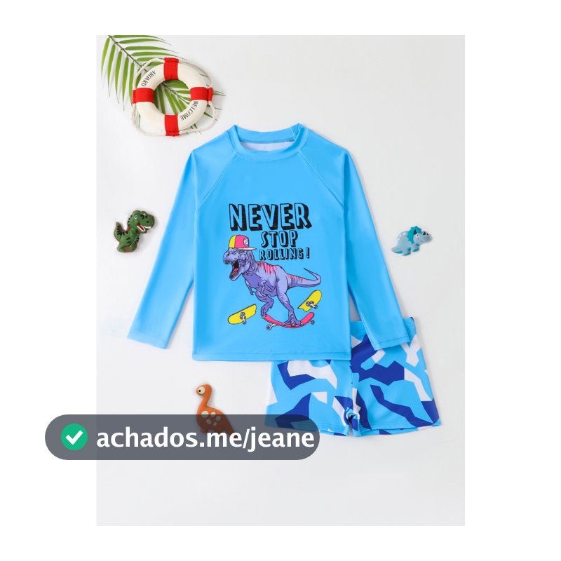 RWX VEST Conjunto de Praia Infantil Masculino de Dinossauro Skatista Estilo Radical para o Verão! 2024 - i3066