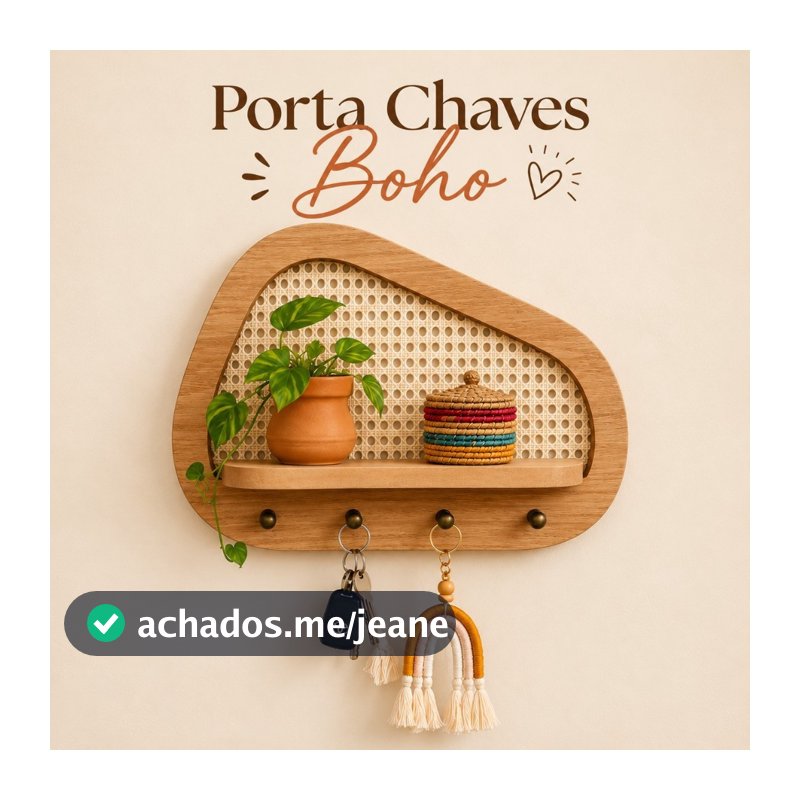PORTA CHAVES BOHO — DE PAREDE, MDF, PALHA INDIANA DECORATIVO E FUNCIONAL