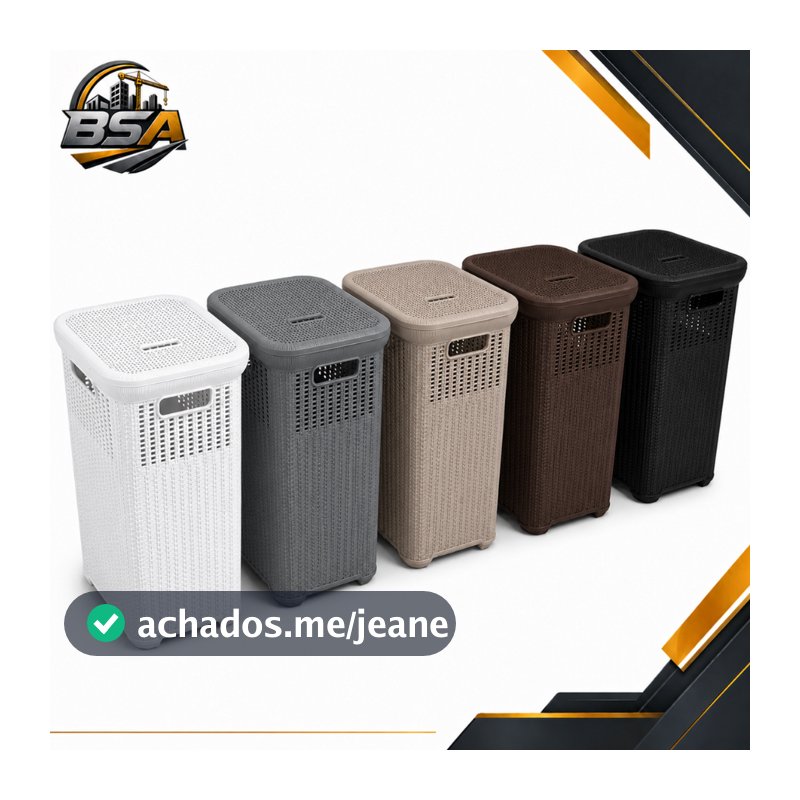 Cesto Telado Rattan 50 Litros Com Tampa Premium