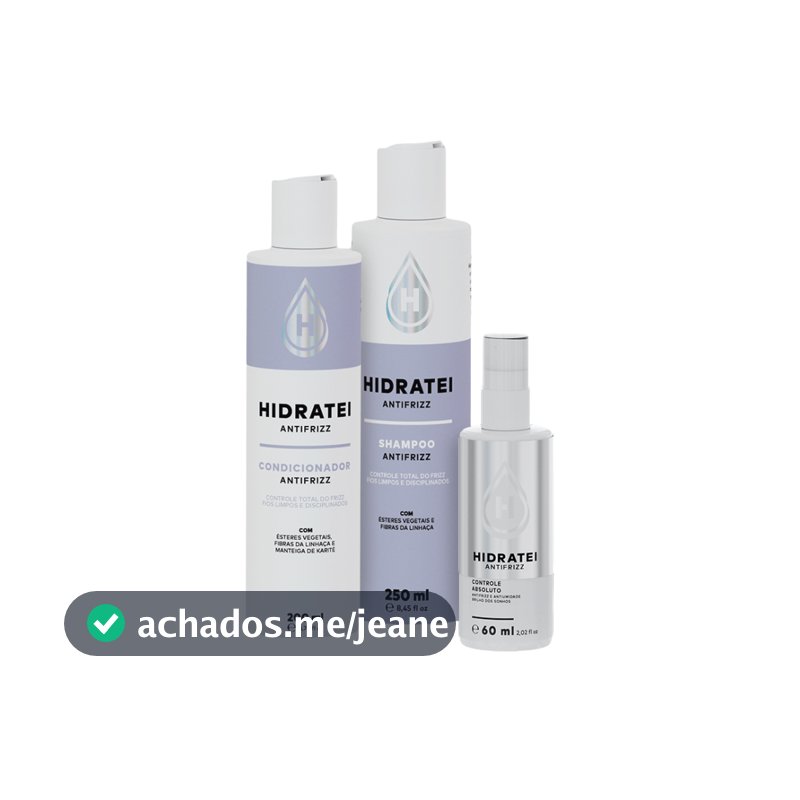 Kit Essencial Antifrizz Hidratei: Shampoo + Condicionador + Controle Absoluto