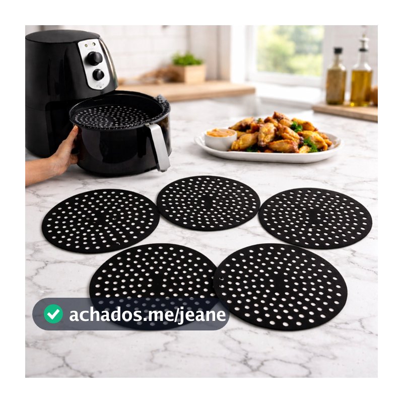 Kit 5 Tapete Redondo Silicone airfryer Universal Fritadeira
