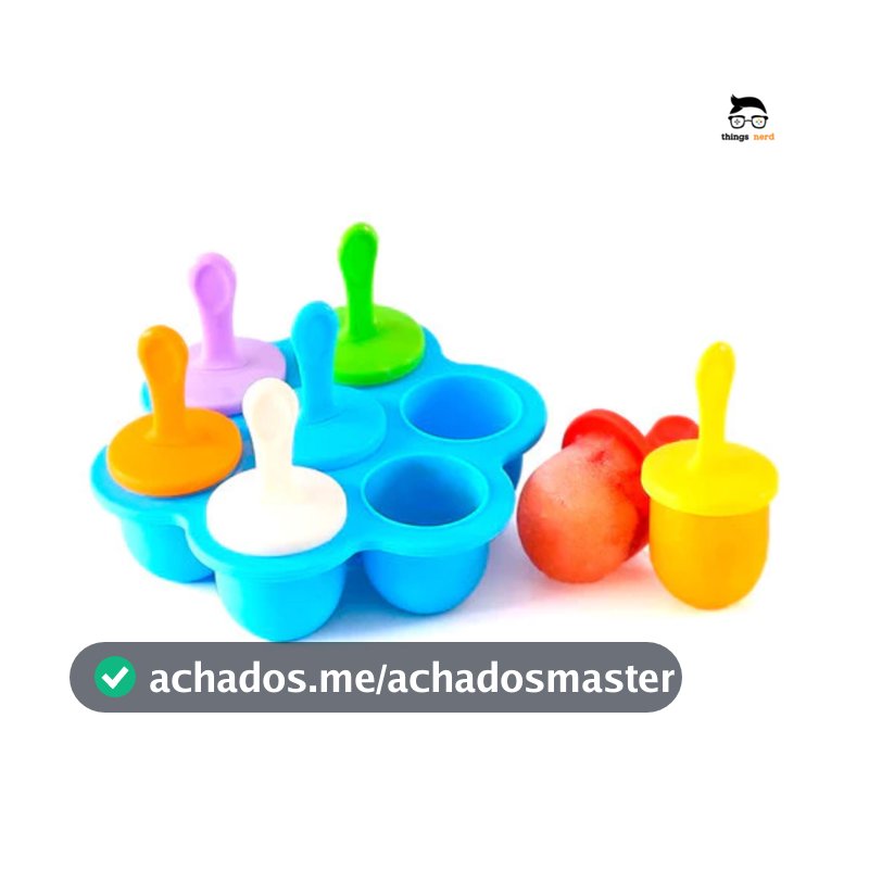 Forminha Picolé Infantil Peitolé 7 Cavidades Palito Colorido Bebê Molde Sorvete Silicone Livre BPA