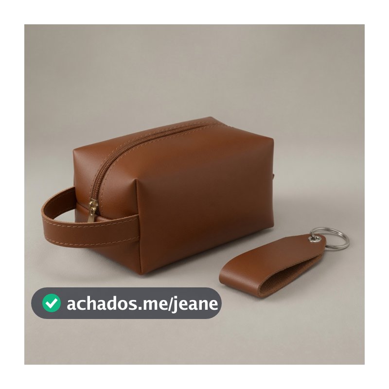 Kit Necessaire Masculina + Chaveiro Courino Eco Presente Bolsa de Mão Organizadora