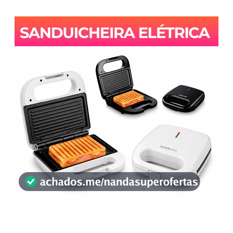 Sanduicheira Elétrica e Grill Família 2 em 1 - Inox antiaderente - 750W OliverHome