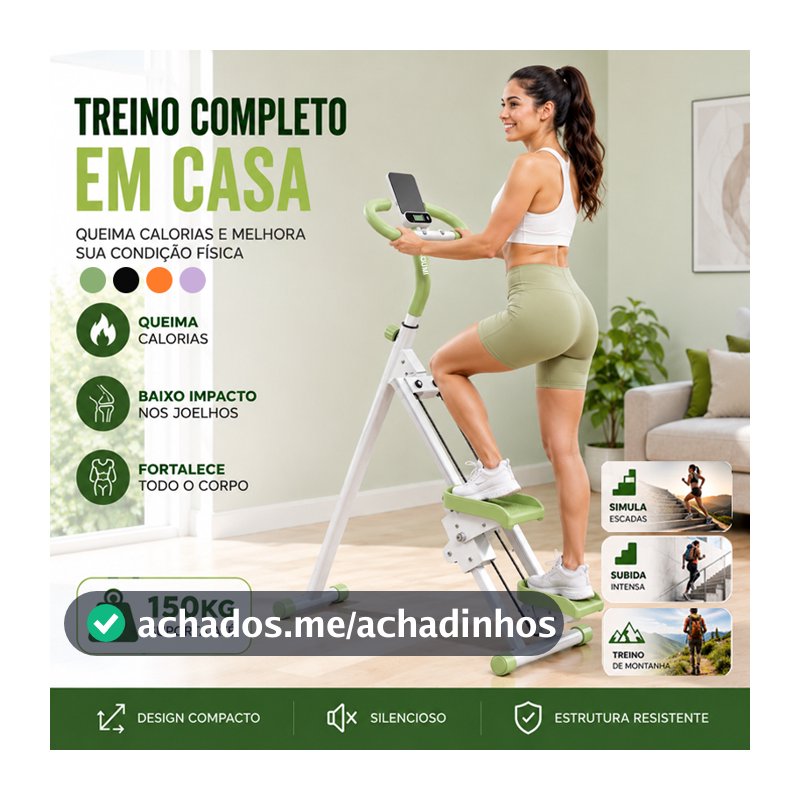 Escada fitness dobrável doméstica, suporta até 150kg, aparelho prático para exercícios em casa