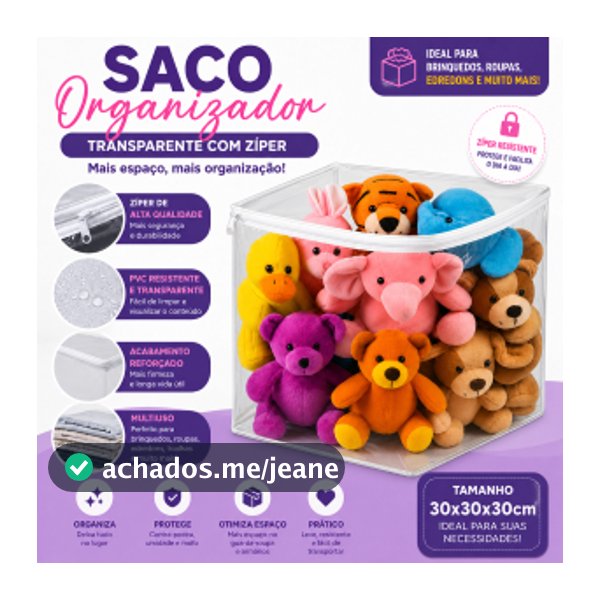 Kit 3 Organizador de Brinquedos Infantil Guarda Roupa Armário PVC 30x30x30 Saco Resistente