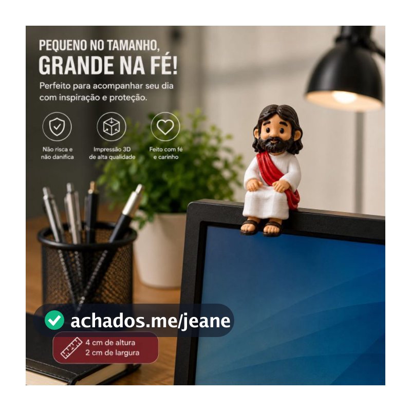 Mini Jesus Sentado Impressão 3D Decorativo Para Monitor Mesa Prateleira Nicho Carro
