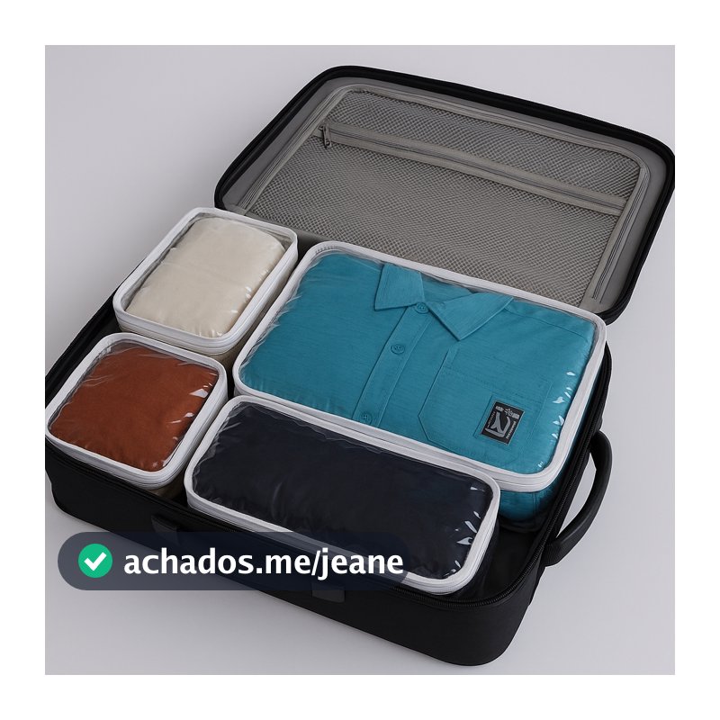 Kit Organizador de Mala Saco Bagagem Viagem  Roupa Zíper Multiuso 5 Peças