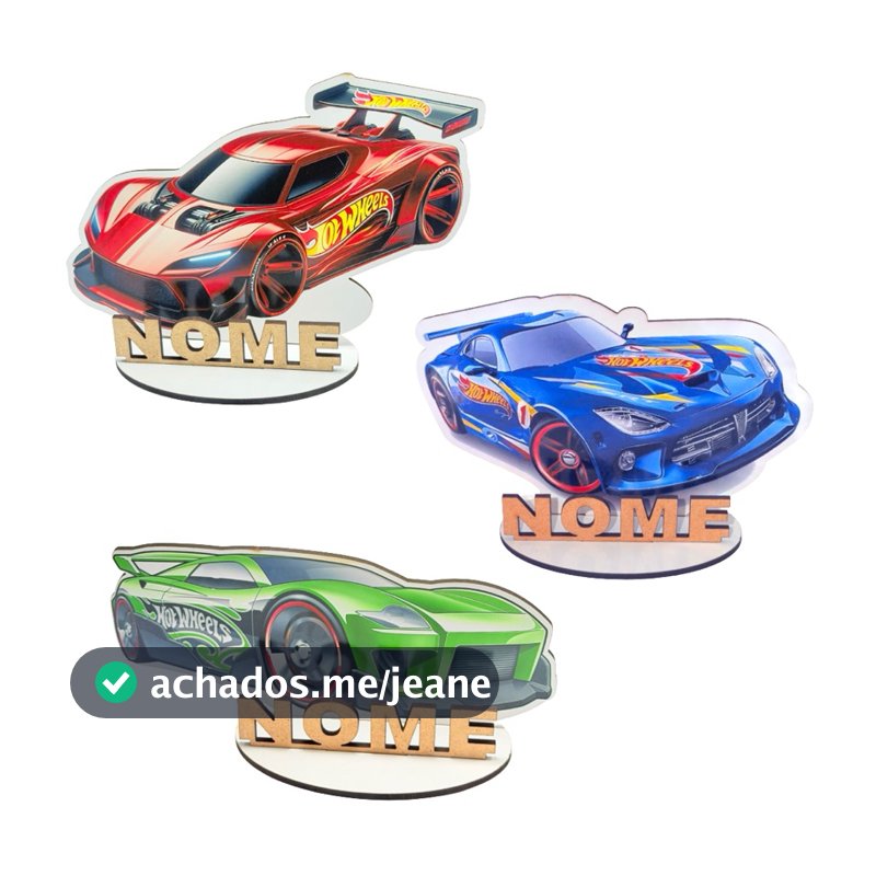 Kit 06 a 20 Display Centro de Mesa Hot wheels Colorido Adesivado, Lembrancinha Personalizado Com Nome De Mdf