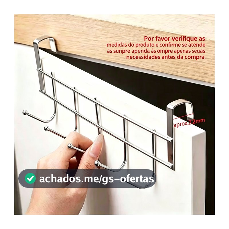 Suporte Cabide com Ganchos Encaixe Porta Pendura Roupas