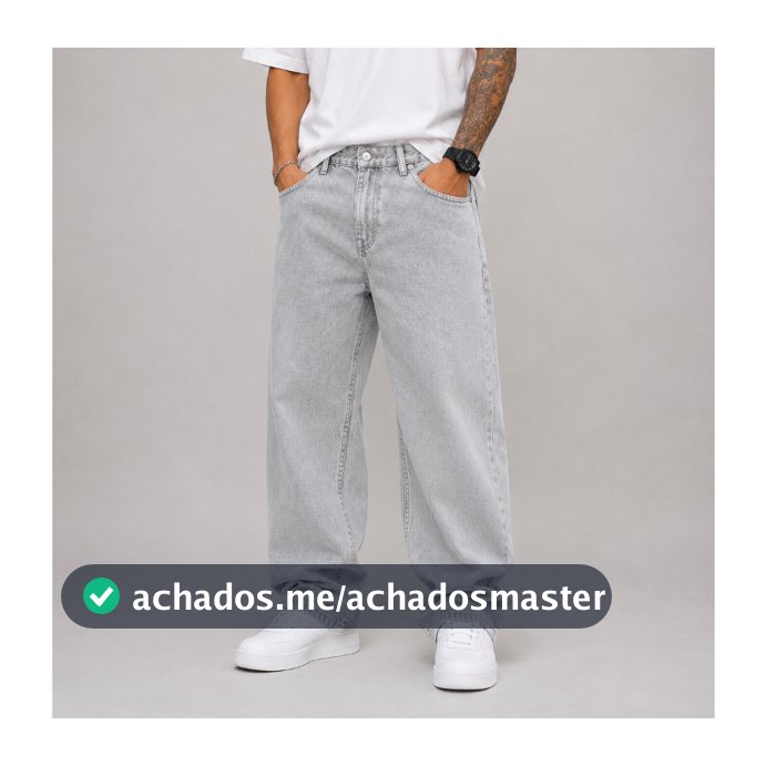 Calça Balão Estornada Cinza Premium – Edição Limitada Streetwear Jeans Largo Do 36 ao 48