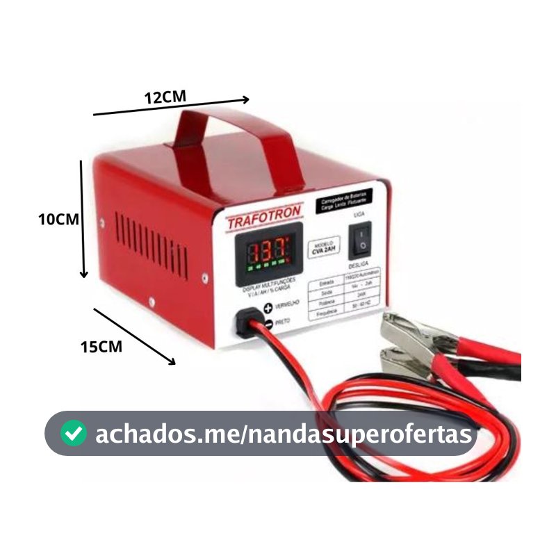 Carregador De Bateria automotivo Cva2ah Com Display Multi Funções