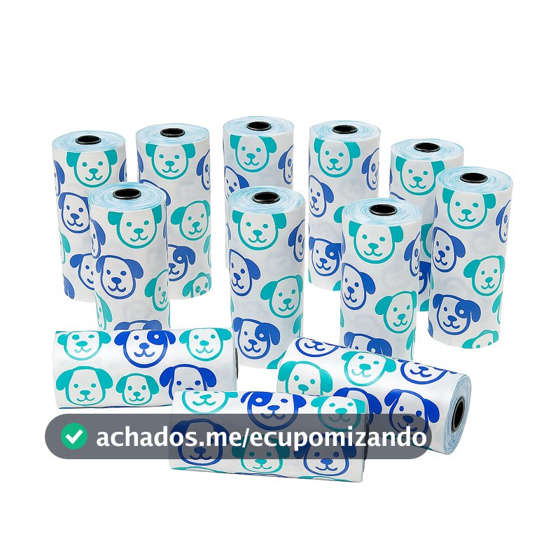 Saquinho Cata Caca para Cachorro e Gato Saco Higiênico Pet Biodegradável 12 Rolos 180 Saquinhos