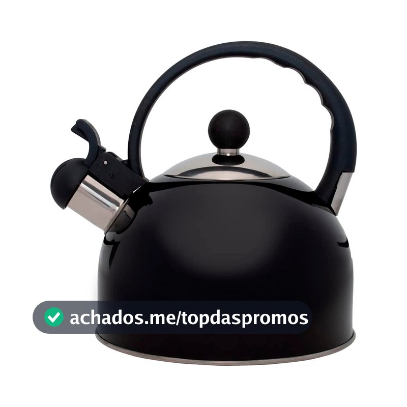 Chaleira Bule De Chá Com Apito Inox Indução Roma 2 Litros Fervedor Cozinha Moderna Premium