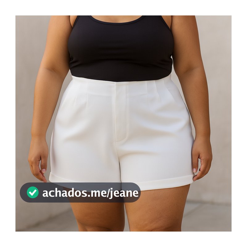 Short Alfaiataria Feminino Plus Size Extra Com Elastano Zíper Na Lateral Tamanho Grande Cintura alta