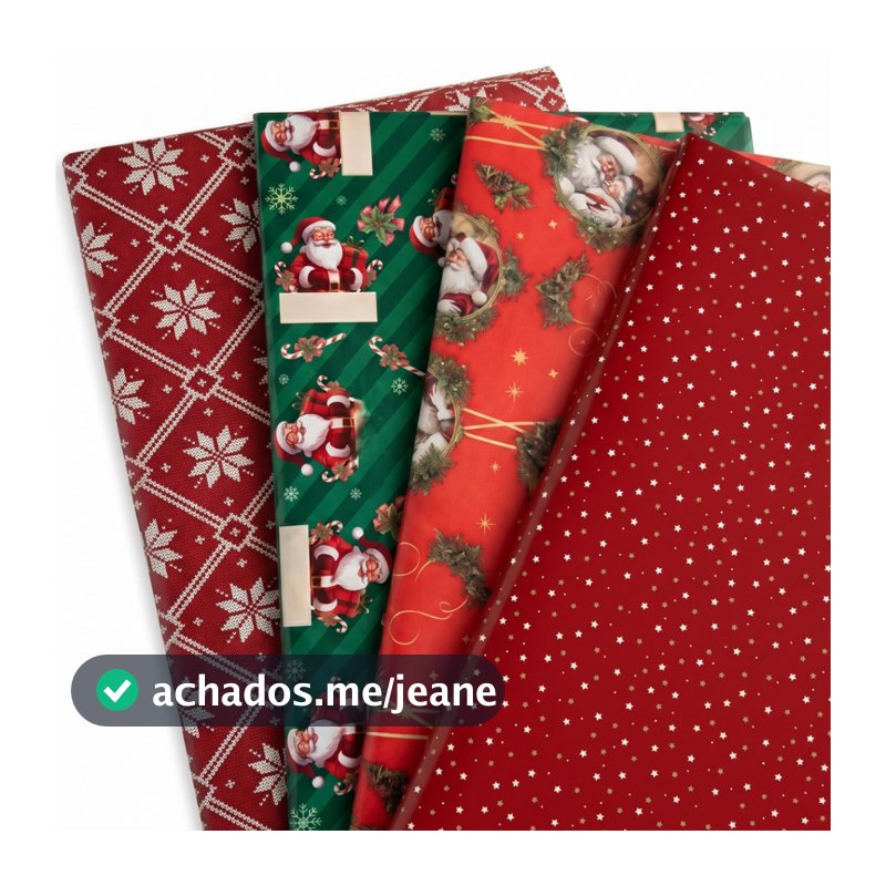 Papel de Seda Estampado Natal 50x70 Folhas Natalinas Natal