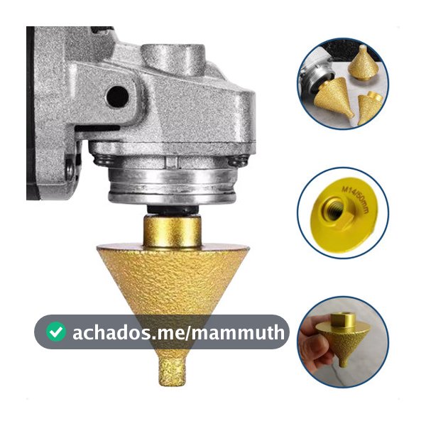 Broca Cônica Diamantada M14 50mm Chanfro Esmerilhadeira Lixadeira Porcelanato Cerâmica Mármore Granito Serra Copo Furar