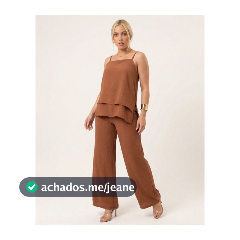 Conjunto Feminino Regata com Alca Regulador Calca Pantalona