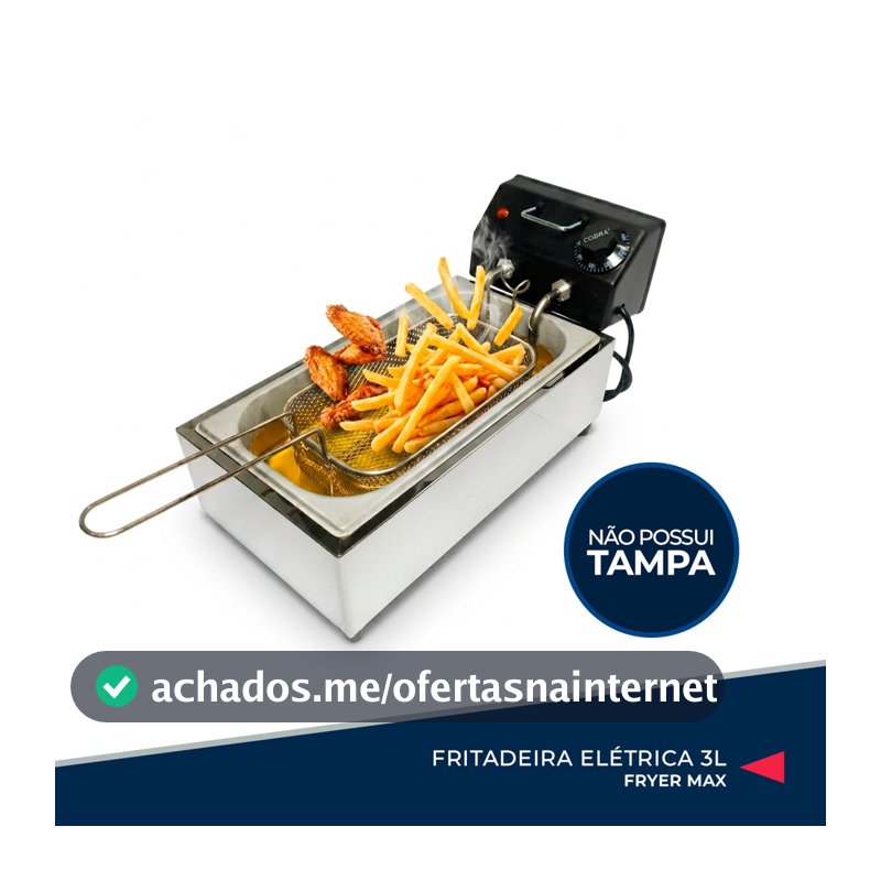 Fritadeira Elétrica 3L Inox Profissional 127/220 Com Cesto Fritura Fryer Max