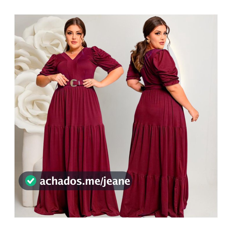 Vestido Feminino Longo Evangelico Plus Size Duas Marias Com Cinto Tendencia Fardamento Do M Ao EXG
