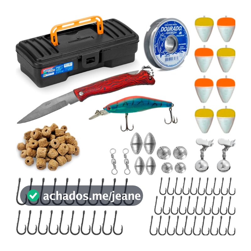 Kit Pesca Completo Anzol Boia Chumbada Sino Girador Isca