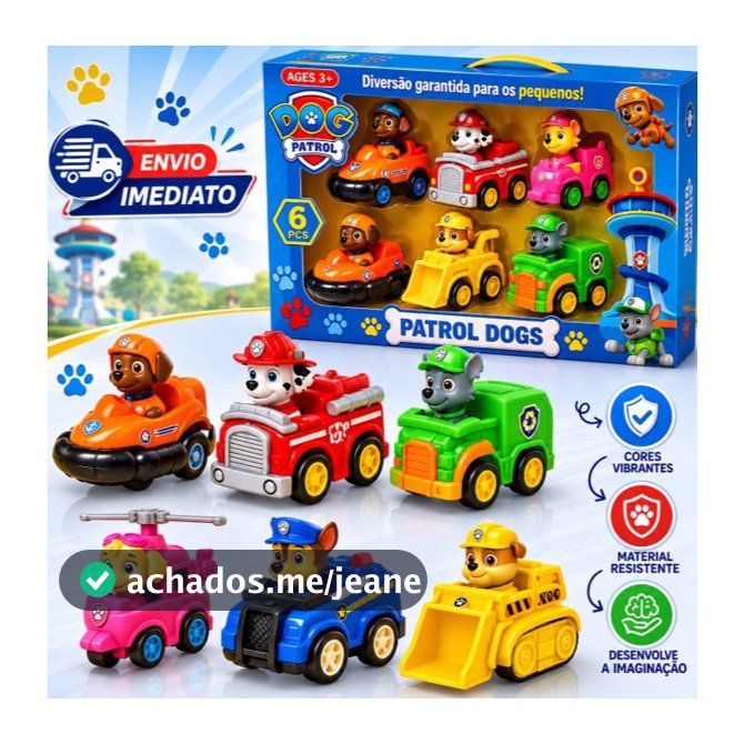 Kit 3/6/9 Carrinho Patrulha Canina Brinquedo Coleção Fricção Brinquedos Corrida Infantil Criança - Envio Imediato