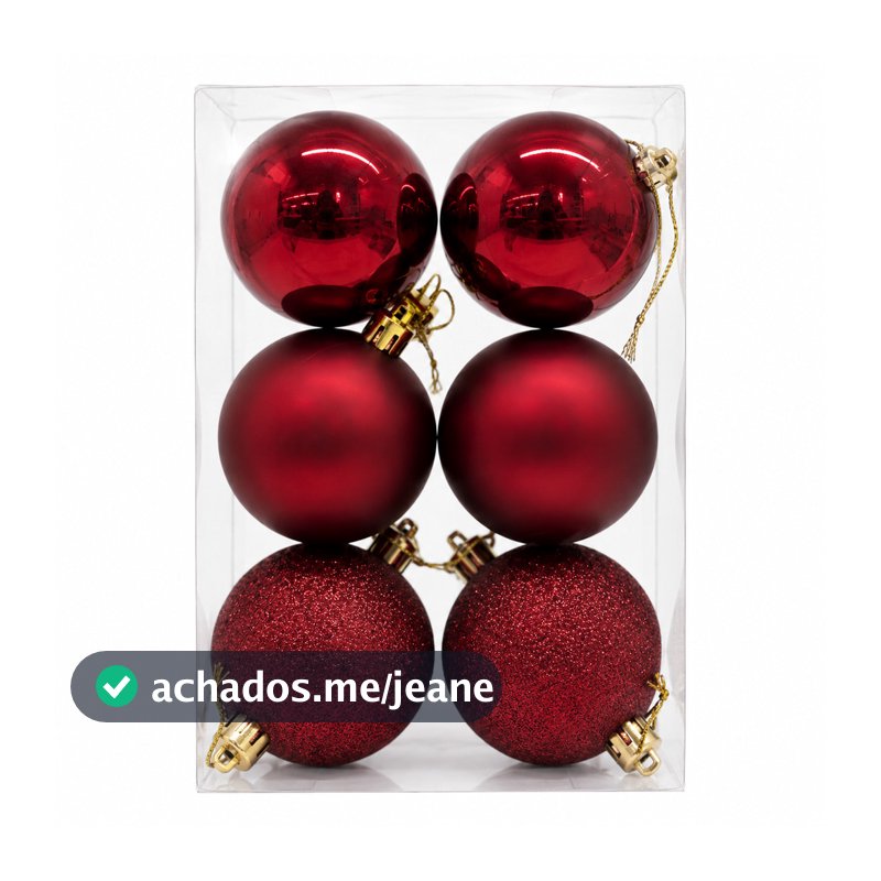 Kit Bolas Natal Arvore Mix Decoração Fosca Metalizada Glitter Plástico Resistente Diversas Cores