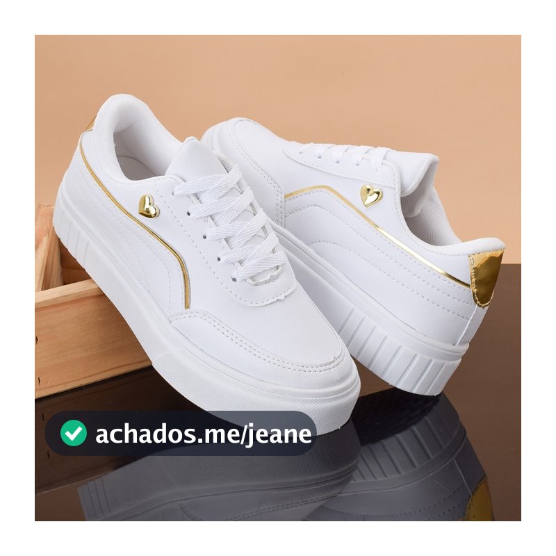 Tênis Feminino Casual Coração Branco Esportivo Academia Corrida Confortável Envio Imediato