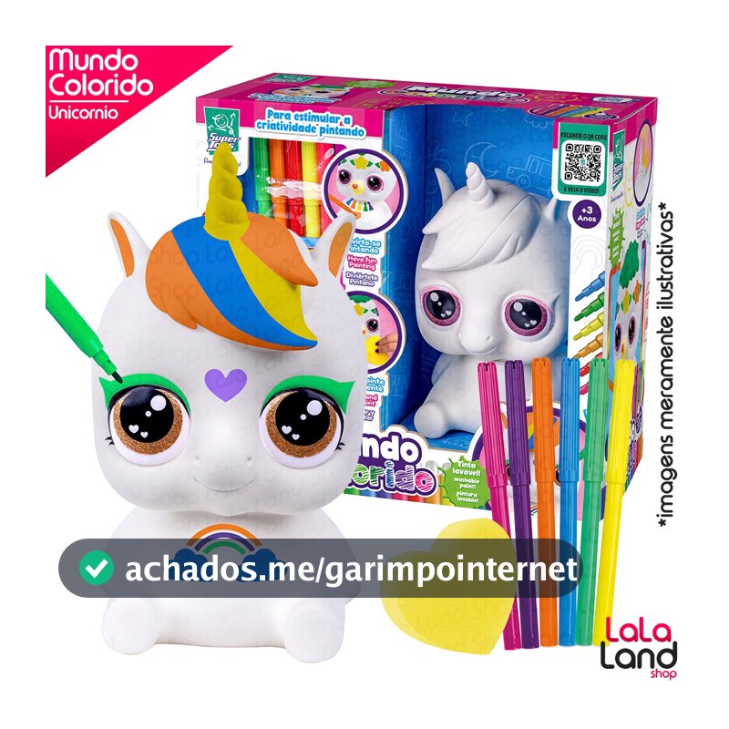 Unicórnio Para Pintar Infantil Brinquedo Educativo Com Canetinhas Laváveis E Esponja Criativa Mundo Colorido