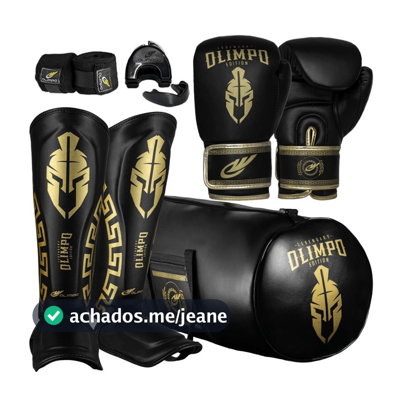 Kit Muay Thai Luva + bolsa + caneleira + bandagem 5M + case + bucal  Legendary Edition Olimpo Esportes