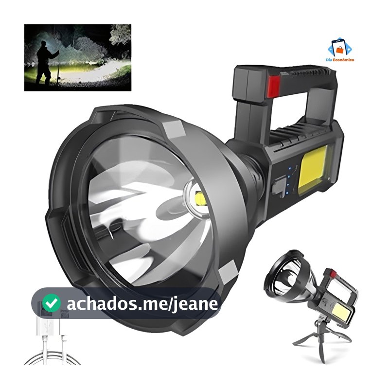Lanterna Holofote Farolete Mão Recarregável Usb Prova D'água Portatil Lanterna LED