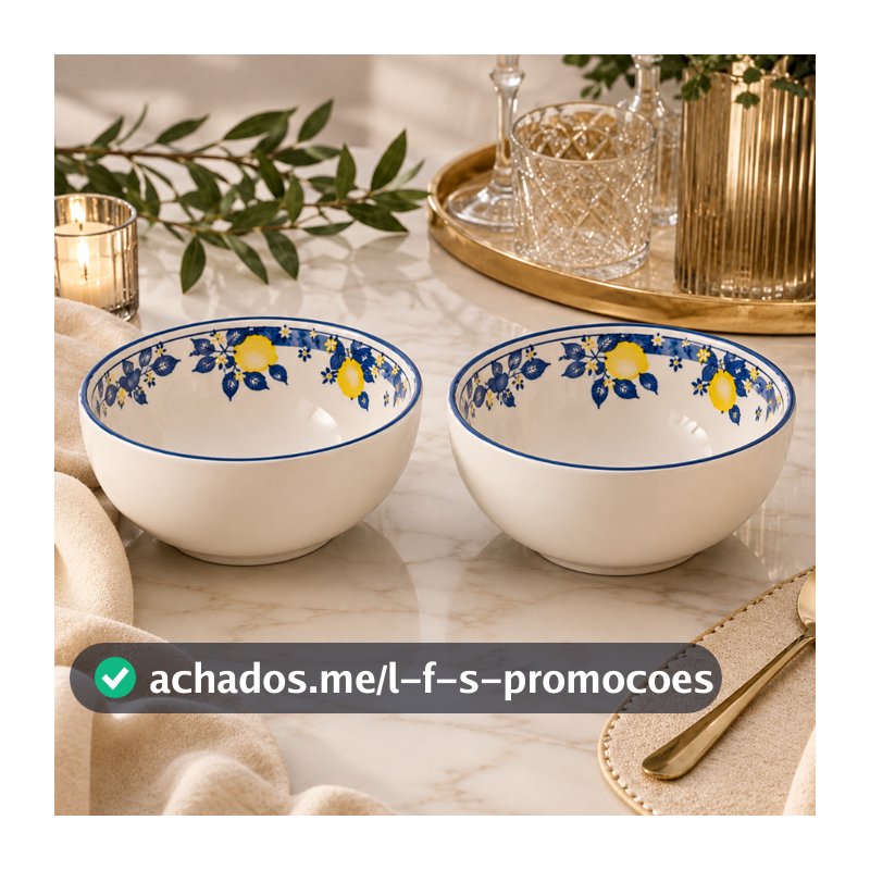 Bowl Cerâmica 400ml Sicília Limão Siciliano Tigela Sobremesa Salada Sopa Caldo Cumbuca Cozinha